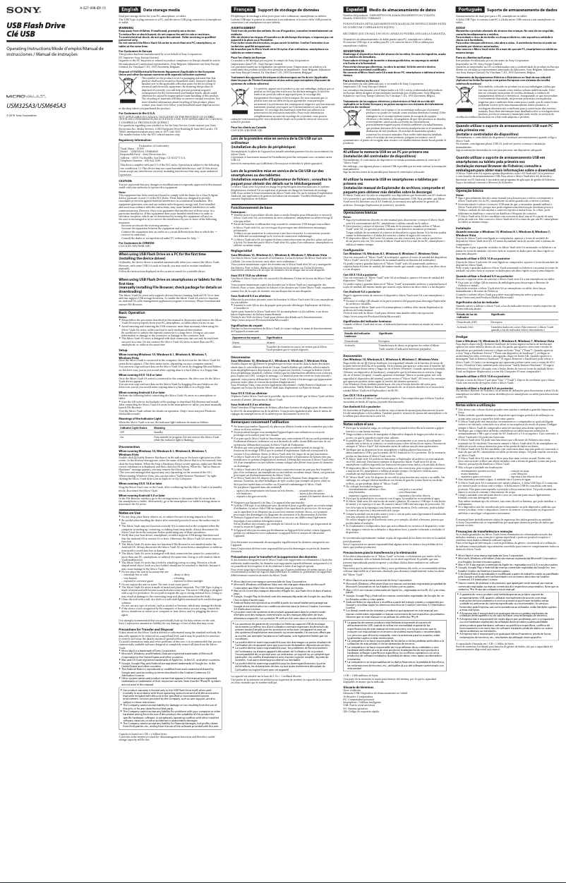 Page 1 of the manual User Manual Sony USM16SA3