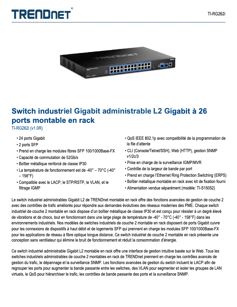 First page image of the manual for TI-RG262i