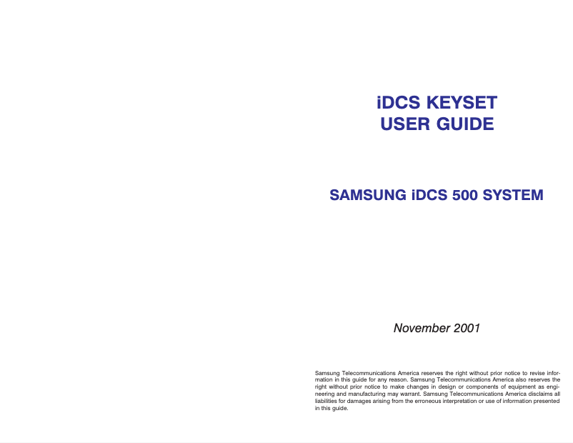 First page image of the manual for IDCS 28D