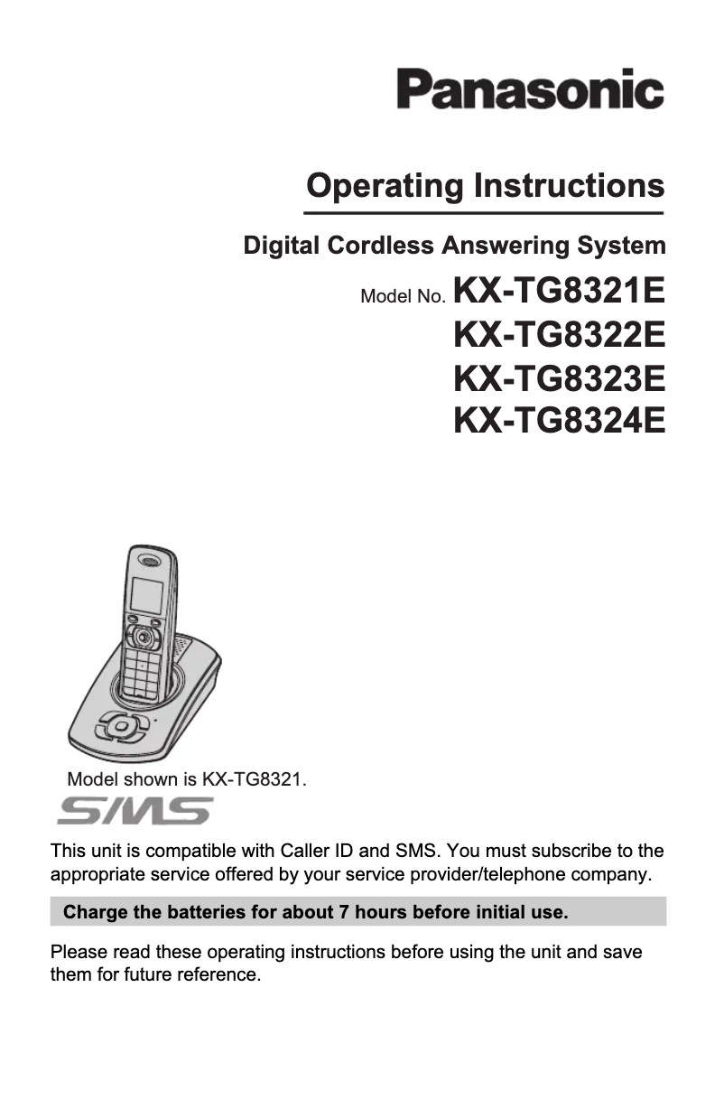 First page image of the manual for KX-TG8321E