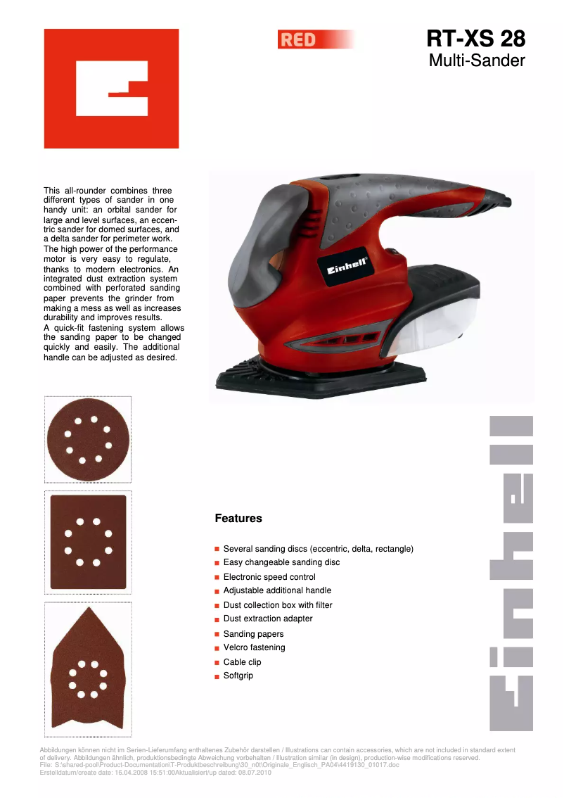 First page image of the manual for RT-XS 28