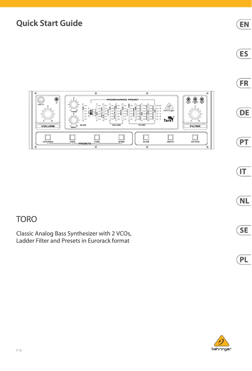 Image de la première page du manuel de l'appareil TORO