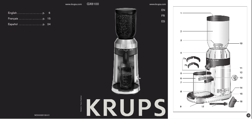 Page 1 of the manual User Manual Krups GX6100