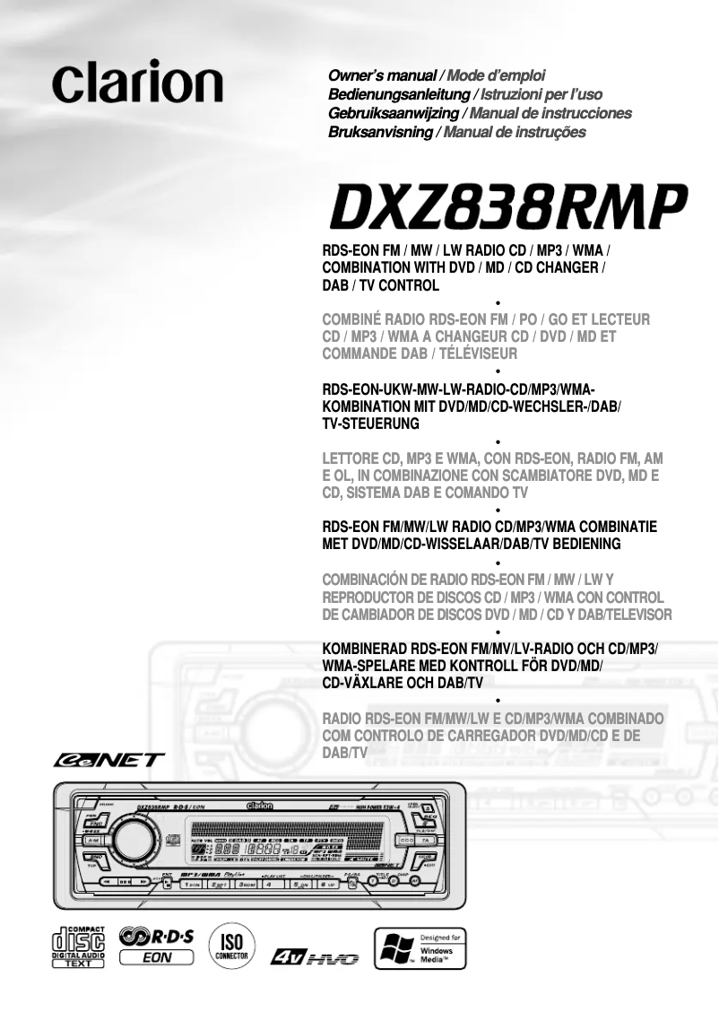 Page 1 de la notice Manuel utilisateur Clarion DXZ838RMP