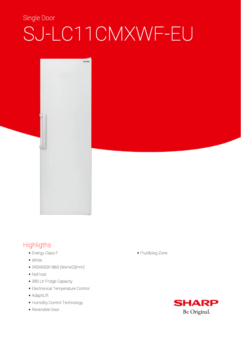Page 1 of the manual Technical Sheet Sharp SJ-LC11CMXWF-EU