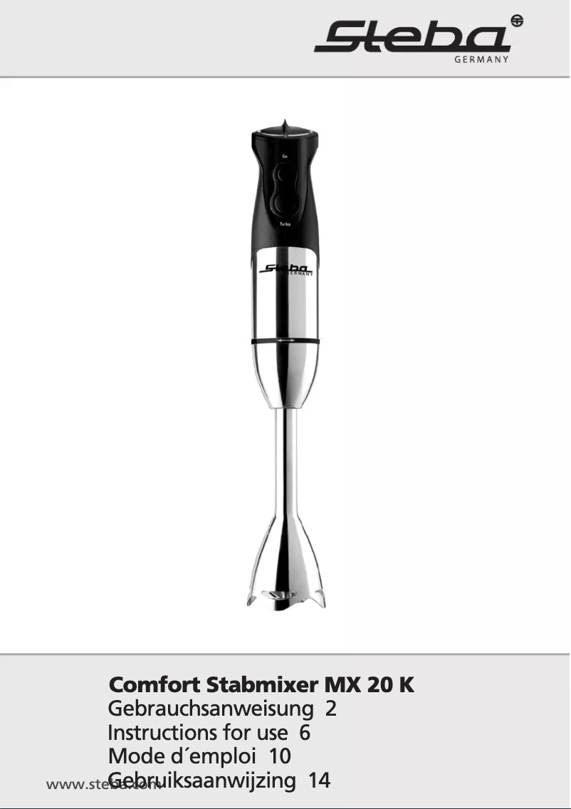 Page 1 of the manual User Manual Steba MX 20 K