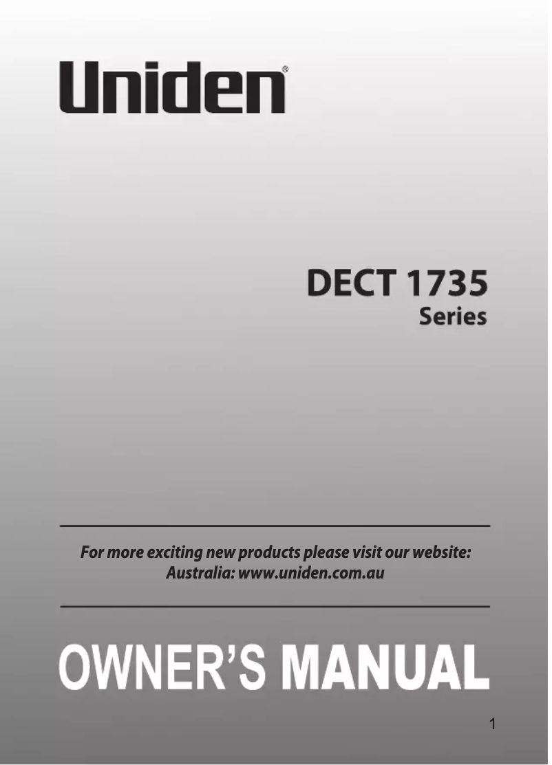 Page 1 of the manual User Manual Uniden DECT 1735