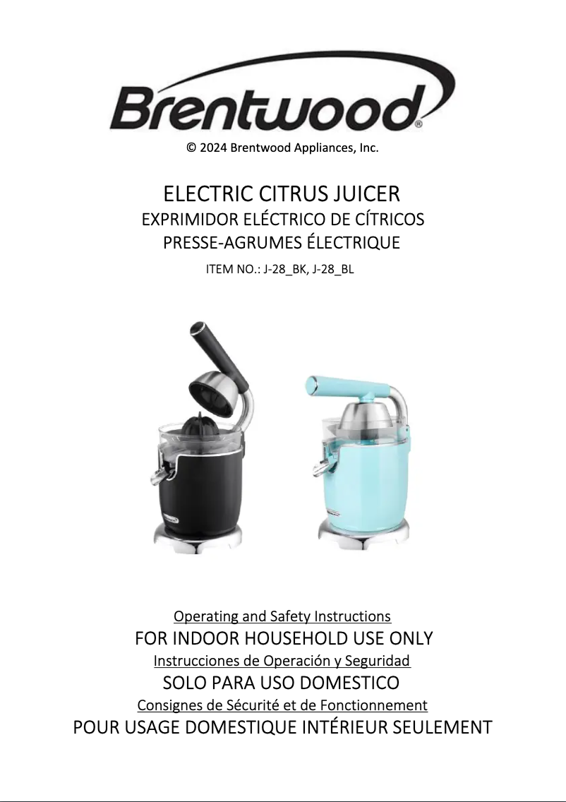 Page 1 of the manual User Manual Brentwood J-28