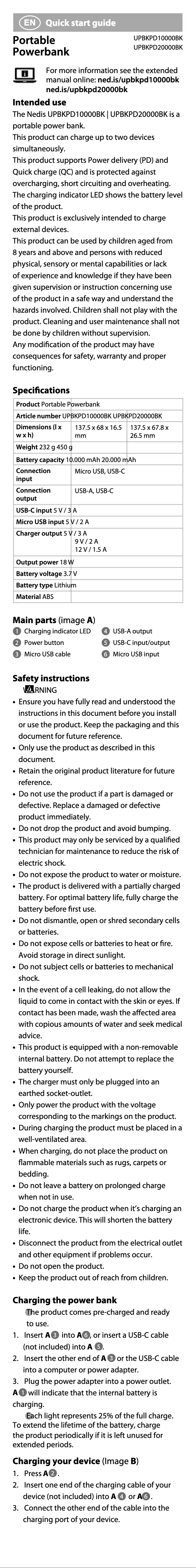 First page image of the manual for UPBKPD20000BK