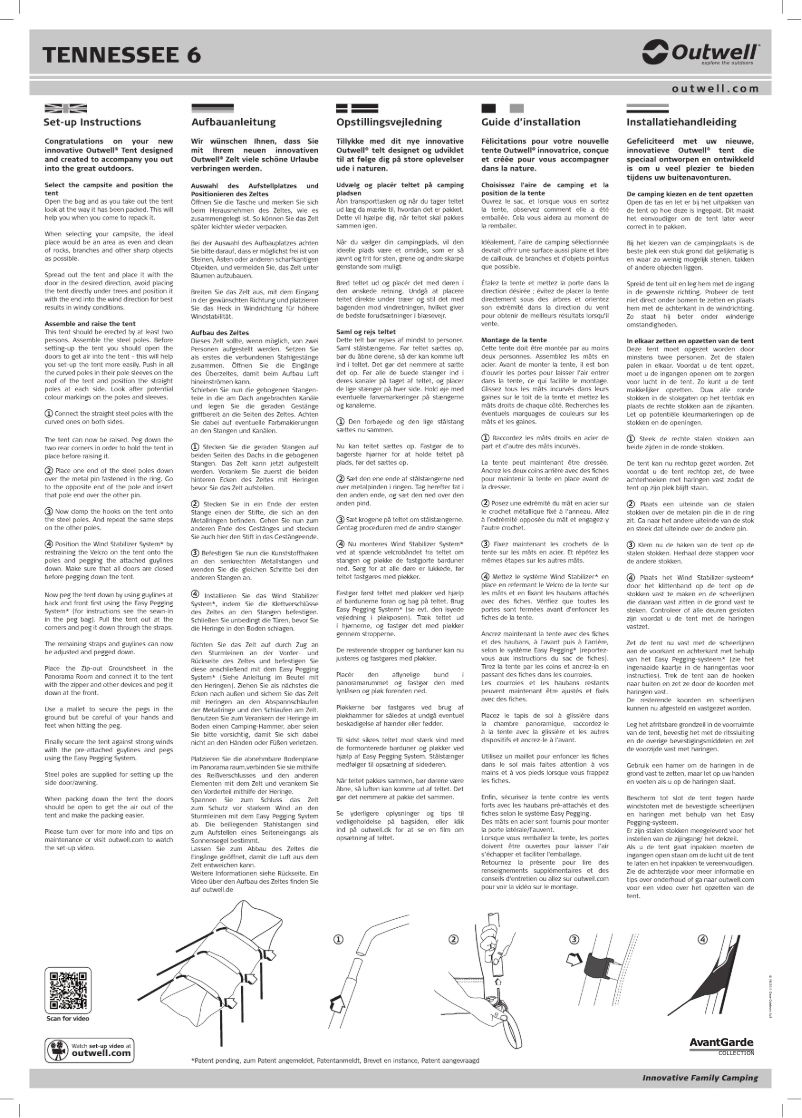 Page 1 of the manual User Manual Outwell AvantGarde Tennessee 6