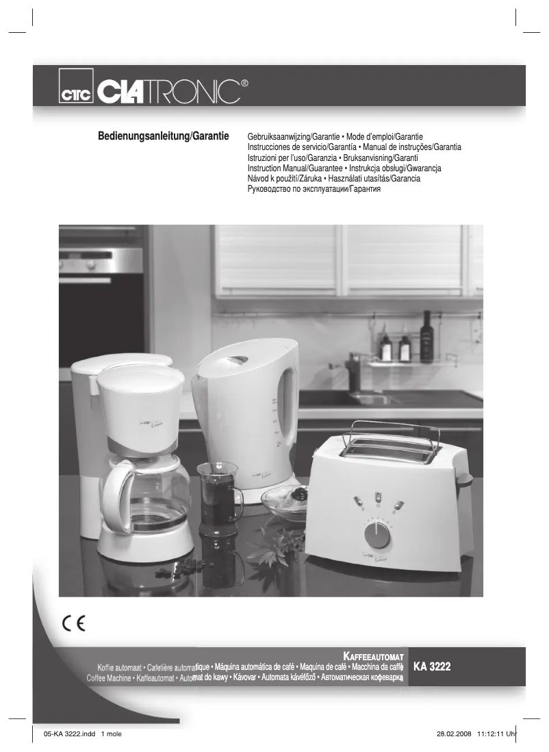 First page image of the manual for KA 3222