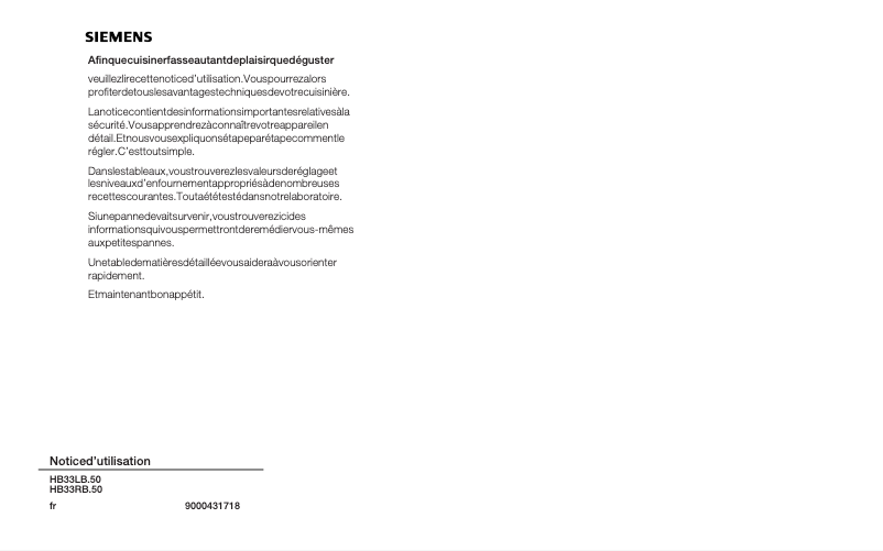 Page 1 of the manual Instruction Manual Siemens HB33RB550