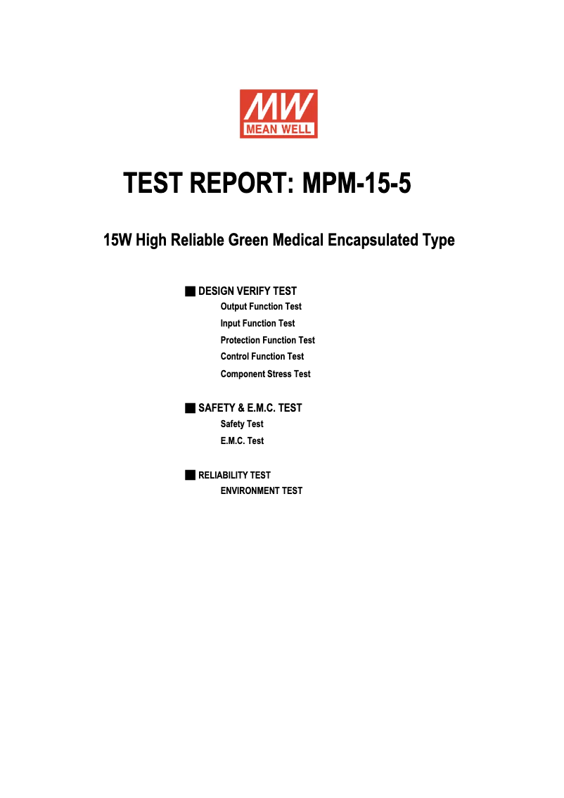Page 1 of the manual Technical Sheet Mean Well MPM-15-5