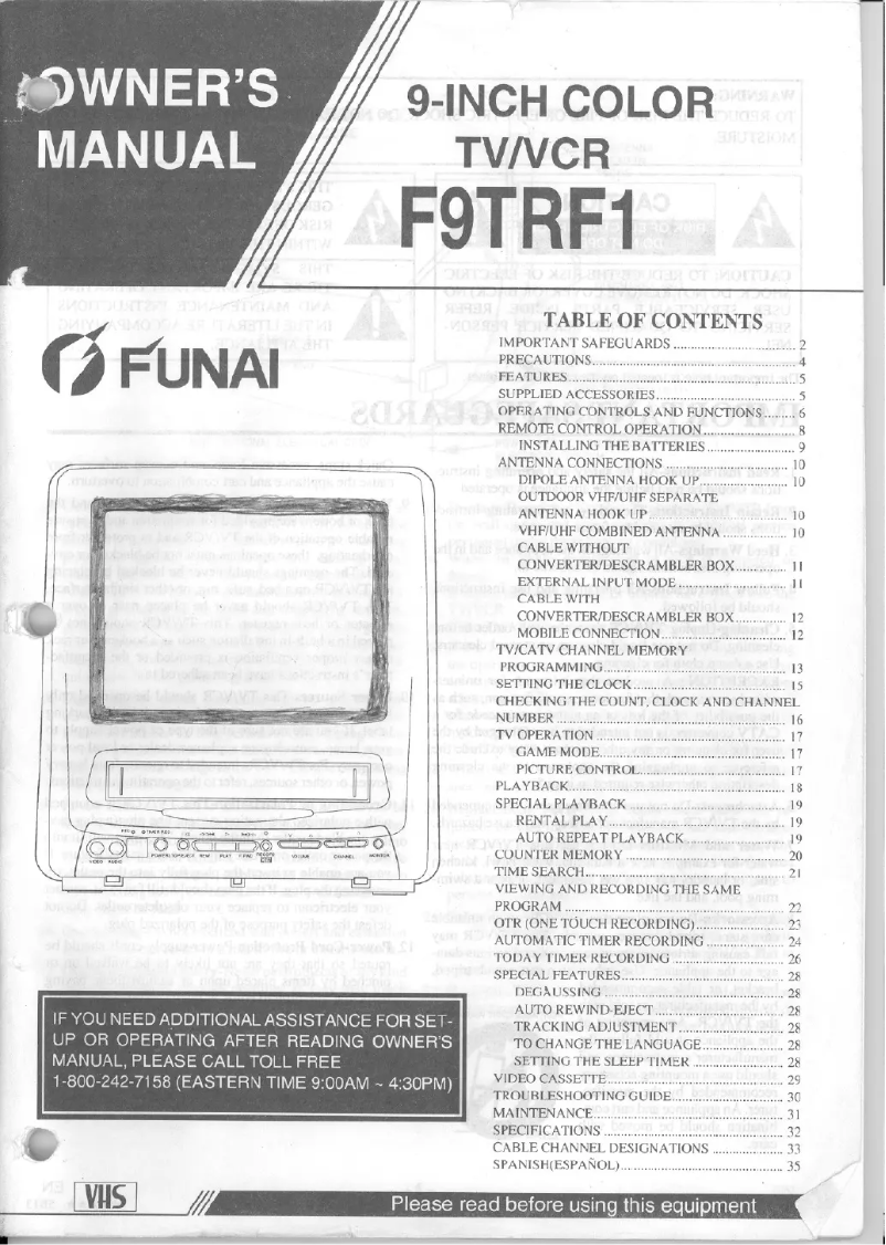 Page 1 of the manual User Manual Funai F9TRF1
