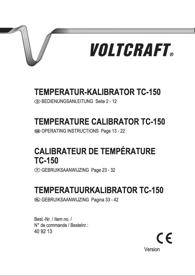 Page 1 of the manual User Manual Voltcraft TC-150