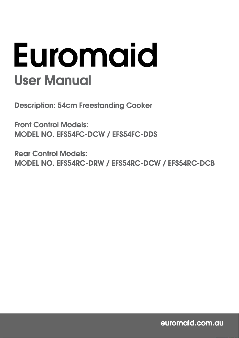 First page image of the manual for EFS54FC-DDS