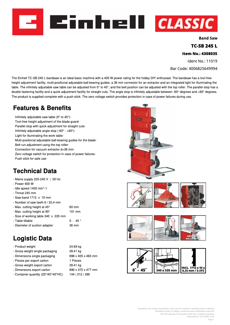 First page image of the manual for TC-SB 245 L