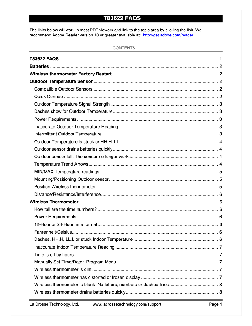 First page image of the manual for T83622
