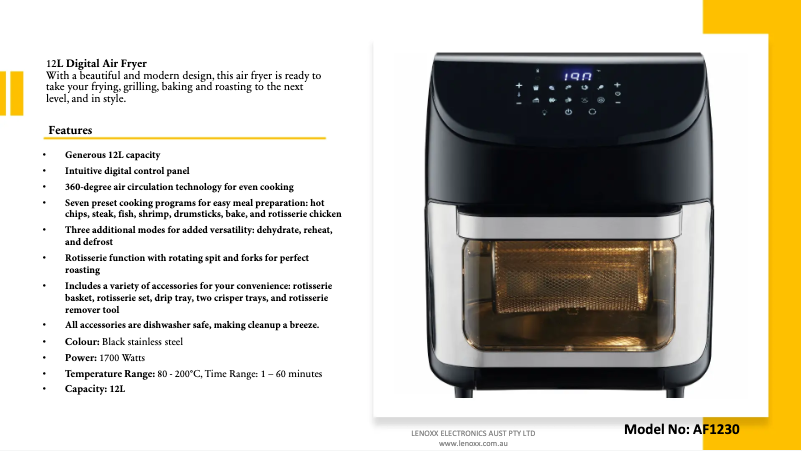 First page image of the manual for AF1230