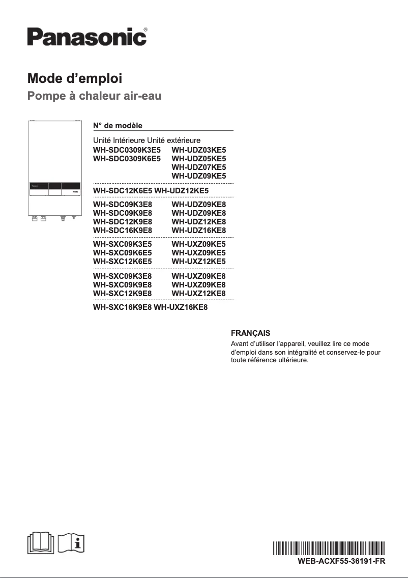 Page 1 of the manual User Manual Panasonic WH-SDC16K9E8