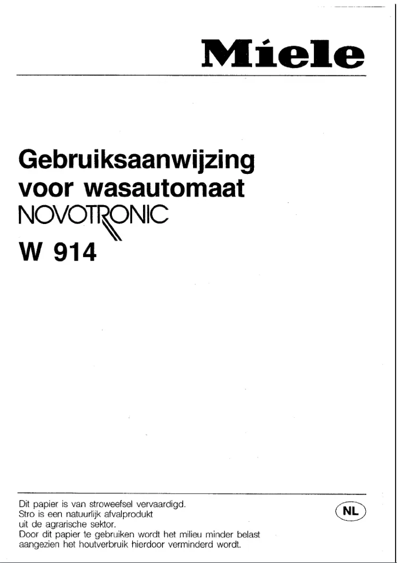 Page 1 of the manual User Manual Miele Novotronic W914