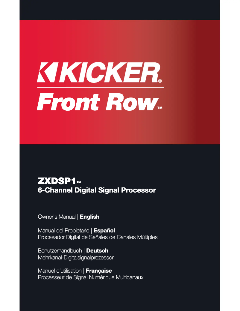 Page 1 of the manual User Manual Kicker Front Row ZXDSP1