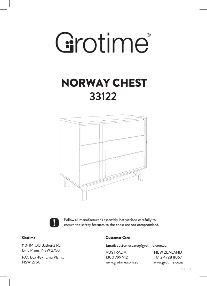 First page image of the manual for Norway Chest