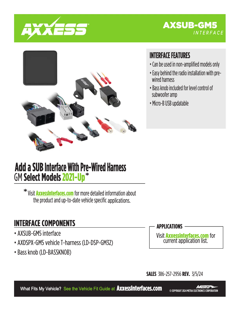 Page 1 of the manual Technical Sheet AXESS AXSUB-GM5