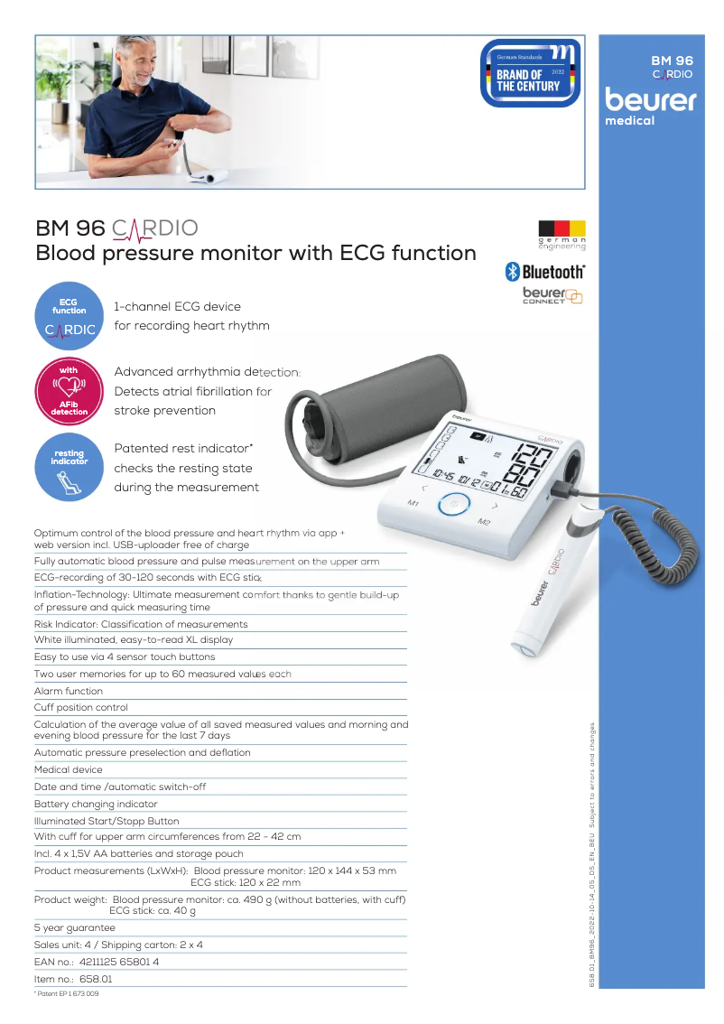 Page 1 of the manual Technical Sheet Beurer BM 96 Cardio