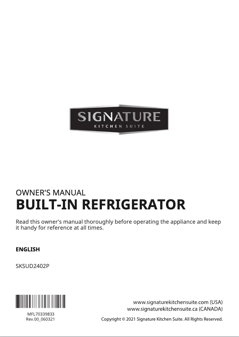 Page 1 of the manual User Manual LG SKSUK240DS