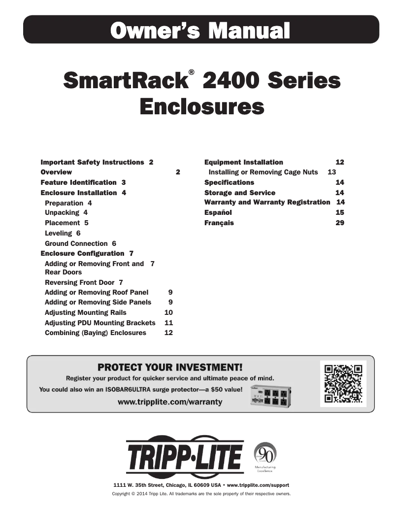 Page 1 of the manual User Manual Tripp Lite SmartRack SR2400