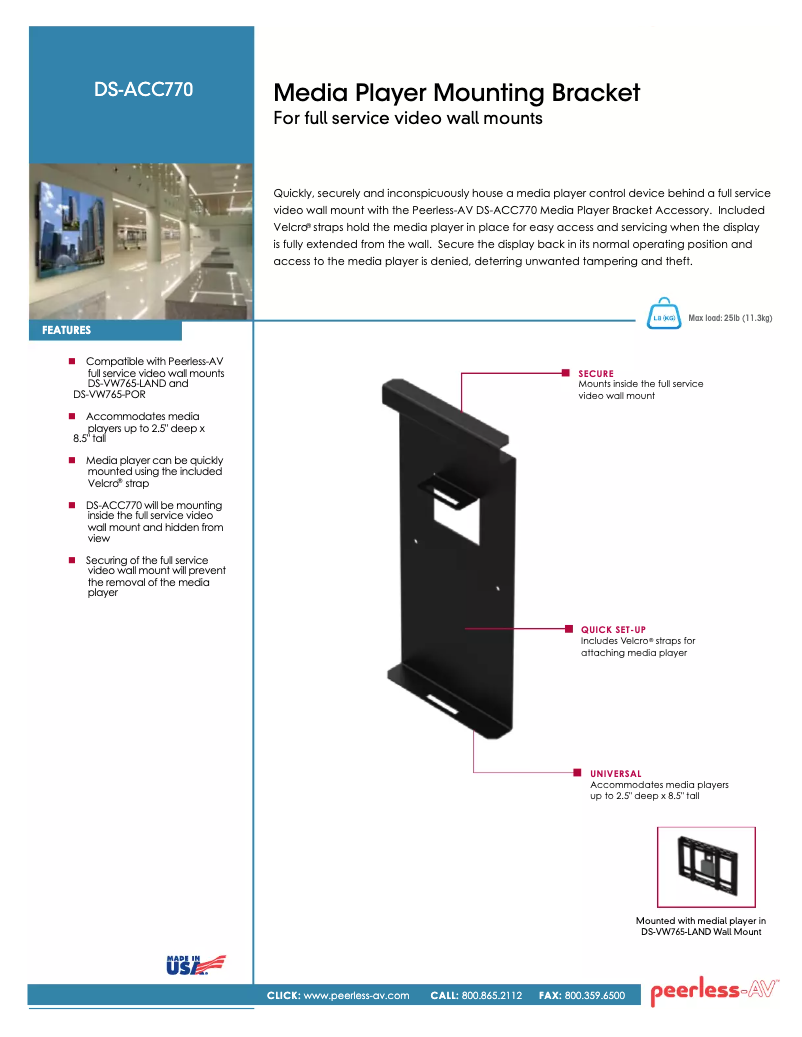 Page 1 of the manual User Manual Peerless-AV DS-ACC770