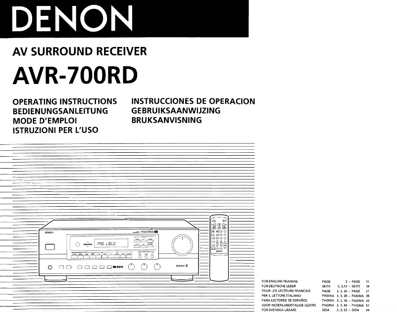 First page image of the manual for AVR-700RD
