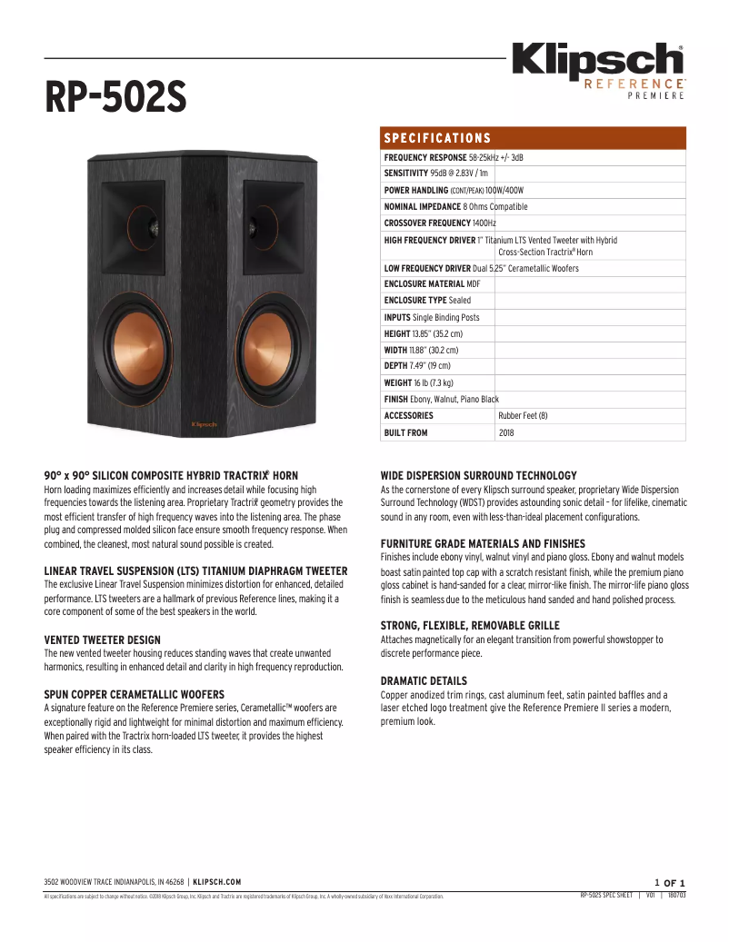 First page image of the manual for Reference Premiere RP-502S