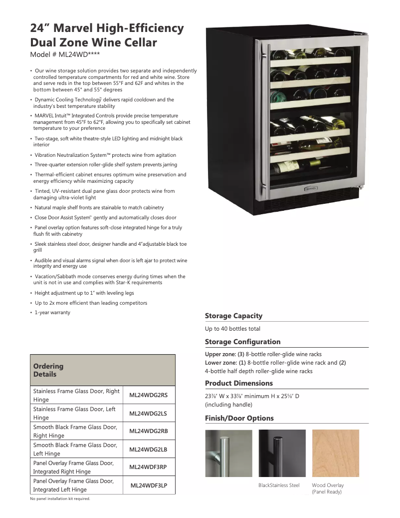 Page 1 of the manual Technical Sheet Marvel ML24WDG2RB