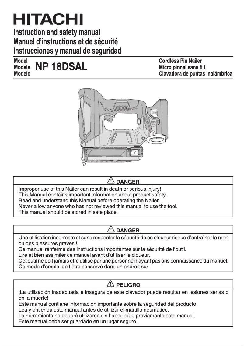 Page 1 of the manual User Manual HiKOKI NP18DSAL