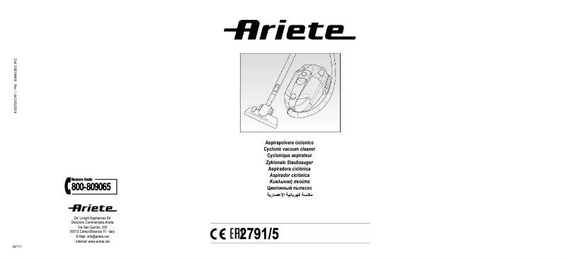 Page 1 of the manual User Manual Ariete Jet Force 2791