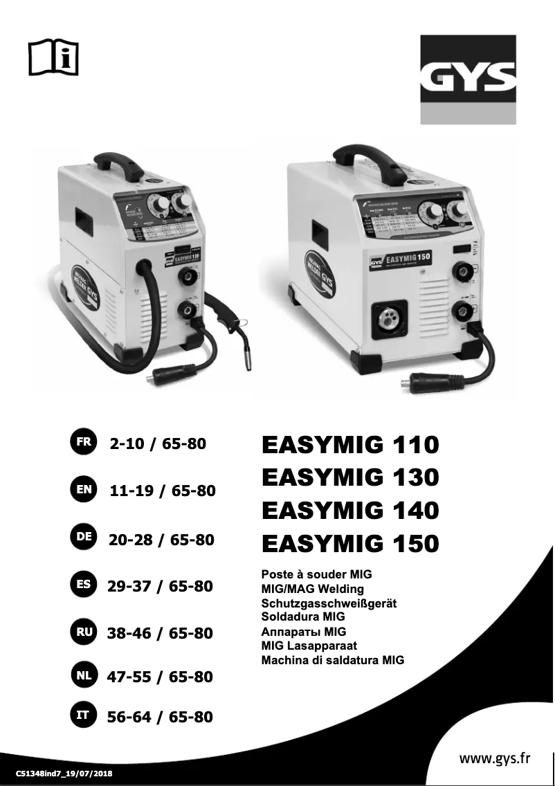 Page 1 of the manual User Manual GYS EasyMIG 130