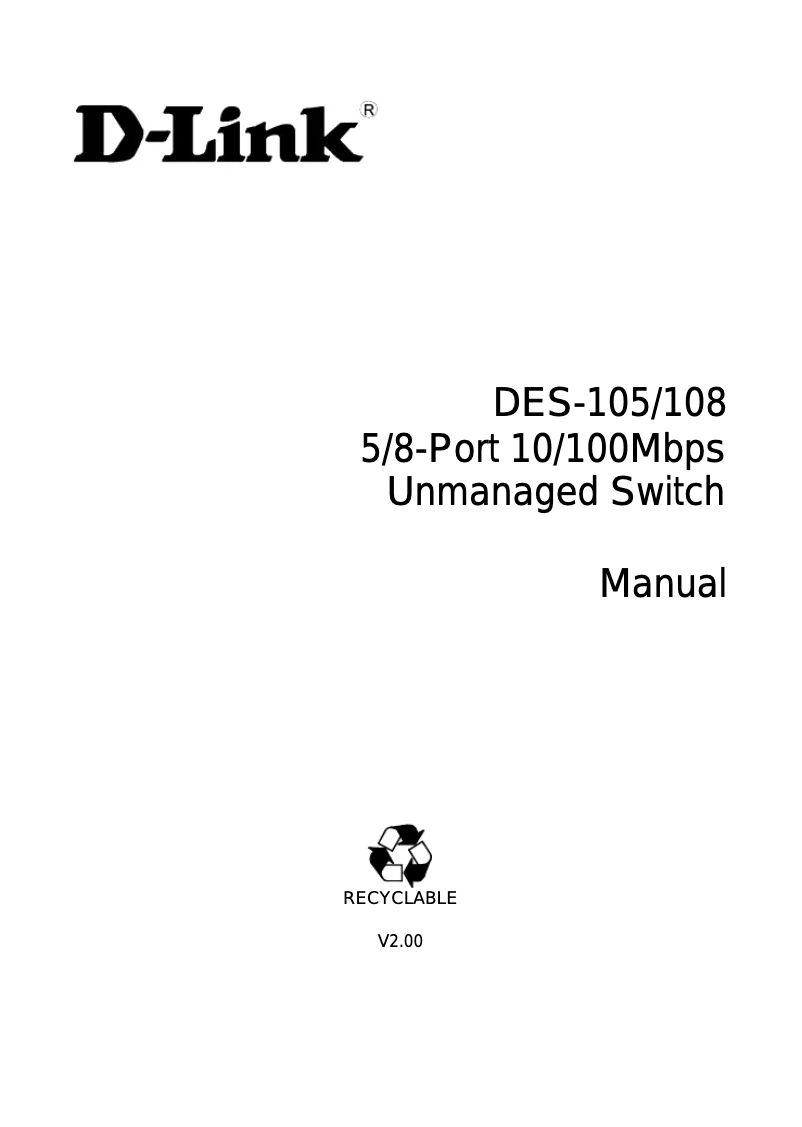 First page image of the manual for DES-105