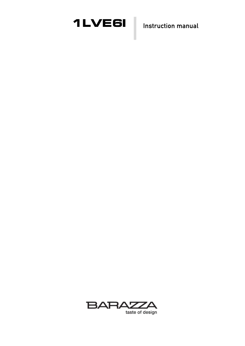 Page 1 of the manual User Manual Barazza 1LVE6I