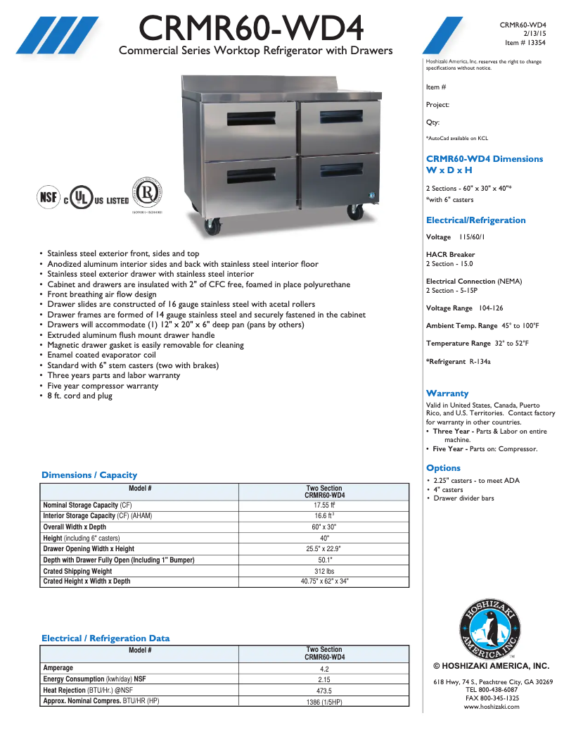 First page image of the manual for CRMR60-WD4