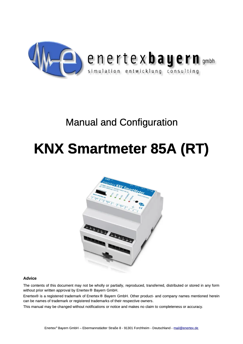 Page 1 of the manual User Manual Enertex KNX SmartMeter 630A
