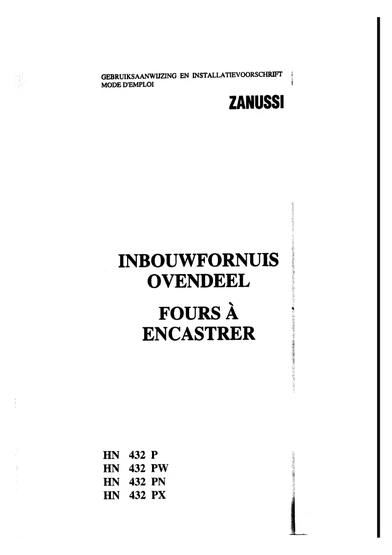 Page 1 of the manual User Manual Zanussi HN 432 P