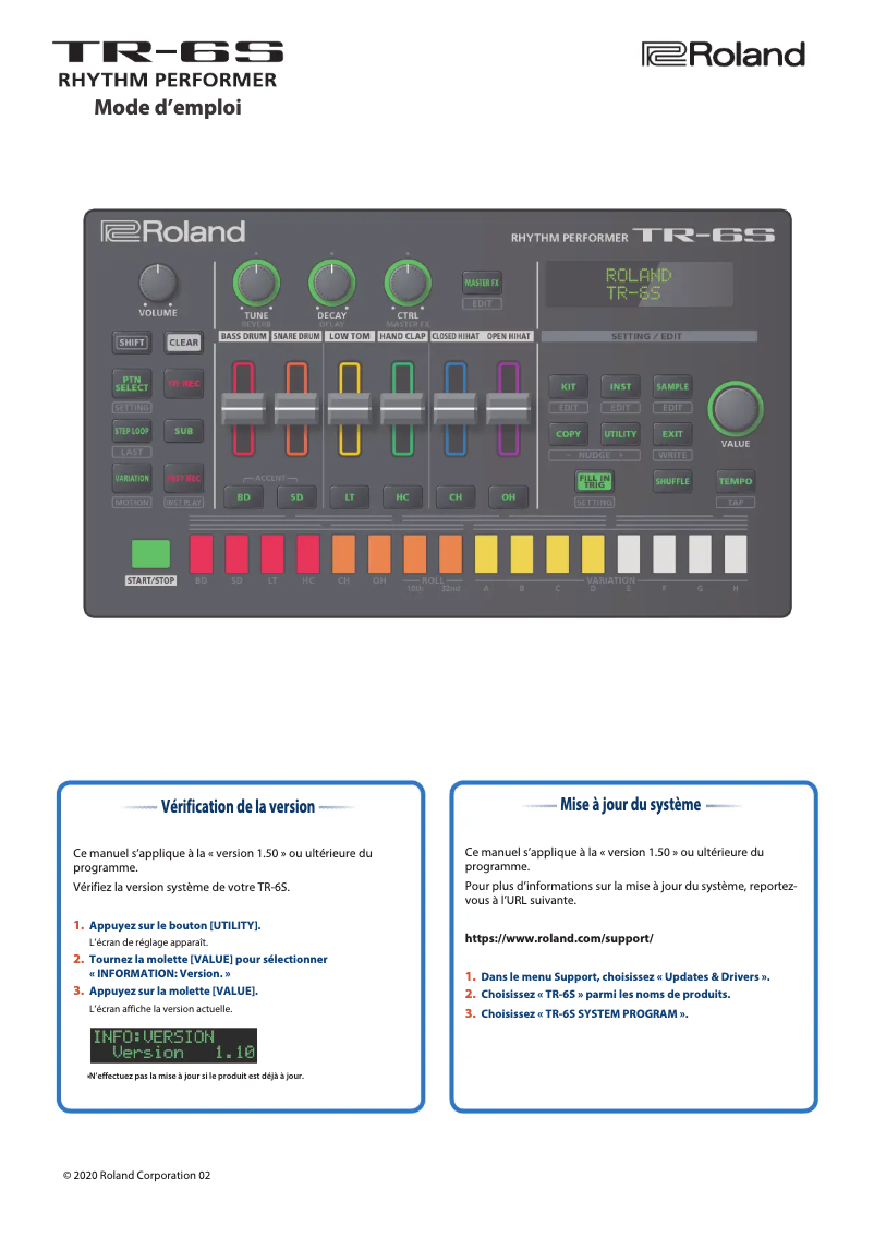 Page 1 of the manual User Manual Roland TR-6S