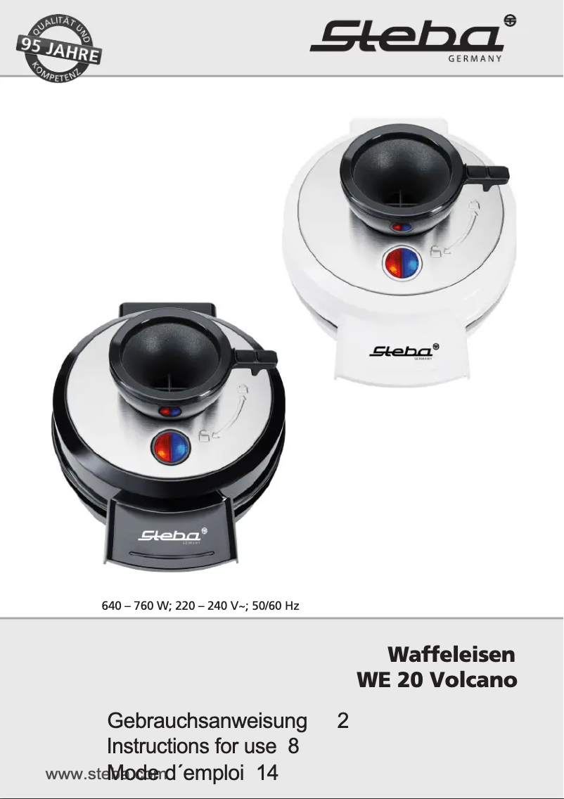 First page image of the manual for WE 20 Volcano