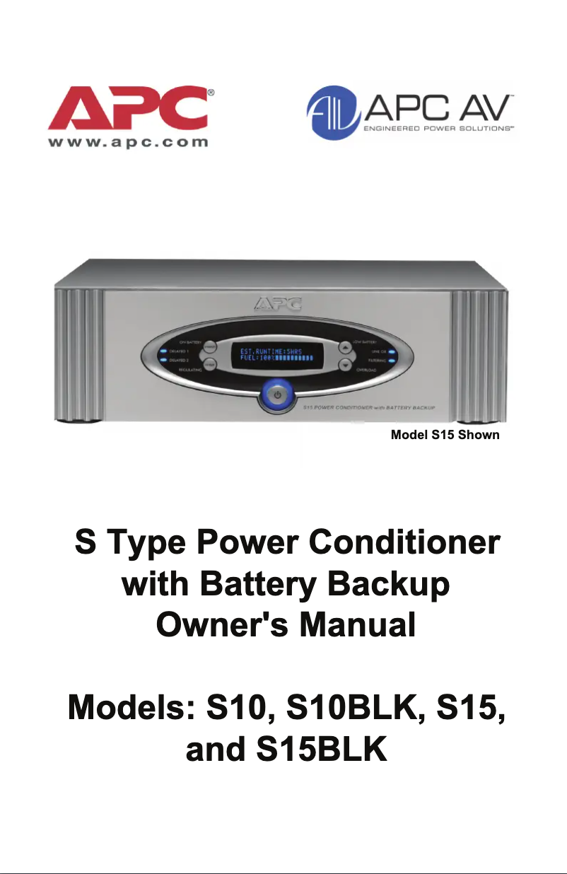 First page image of the manual for S15BLK