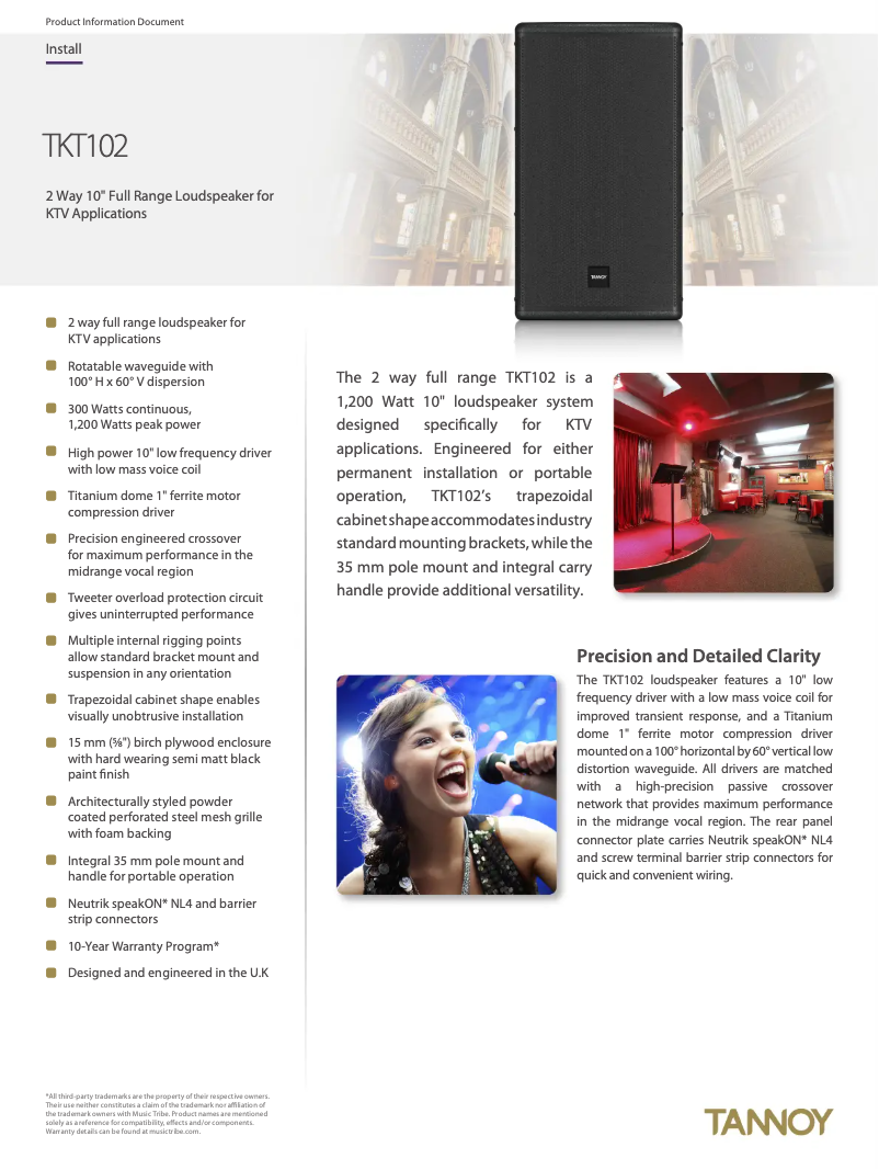 First page image of the manual for TKT102