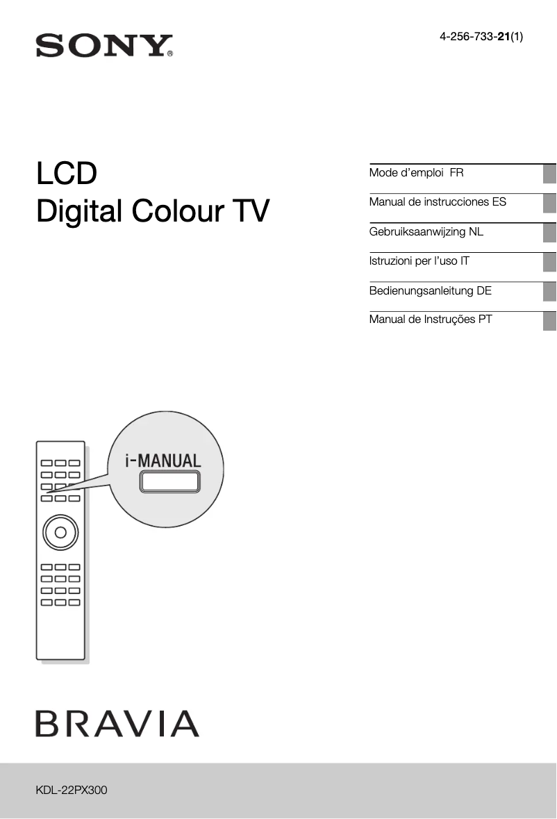 First page image of the manual for Bravia KDL-22PX300