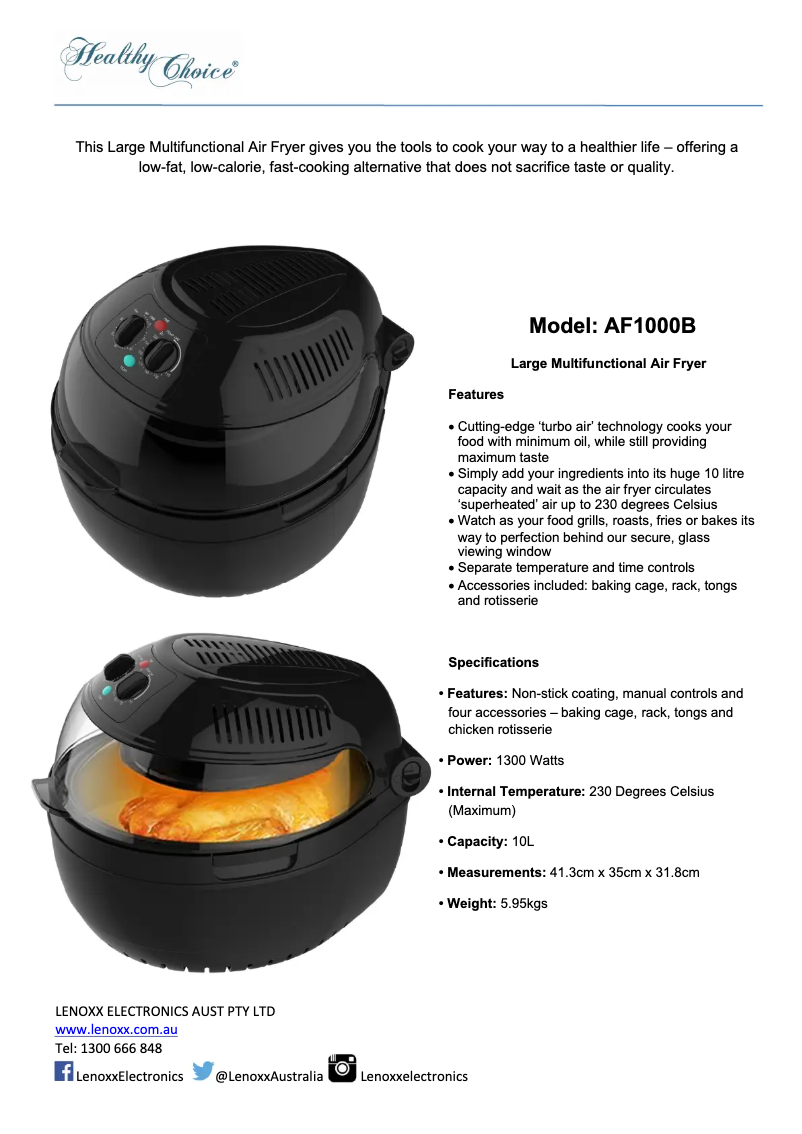 First page image of the manual for AF1000B