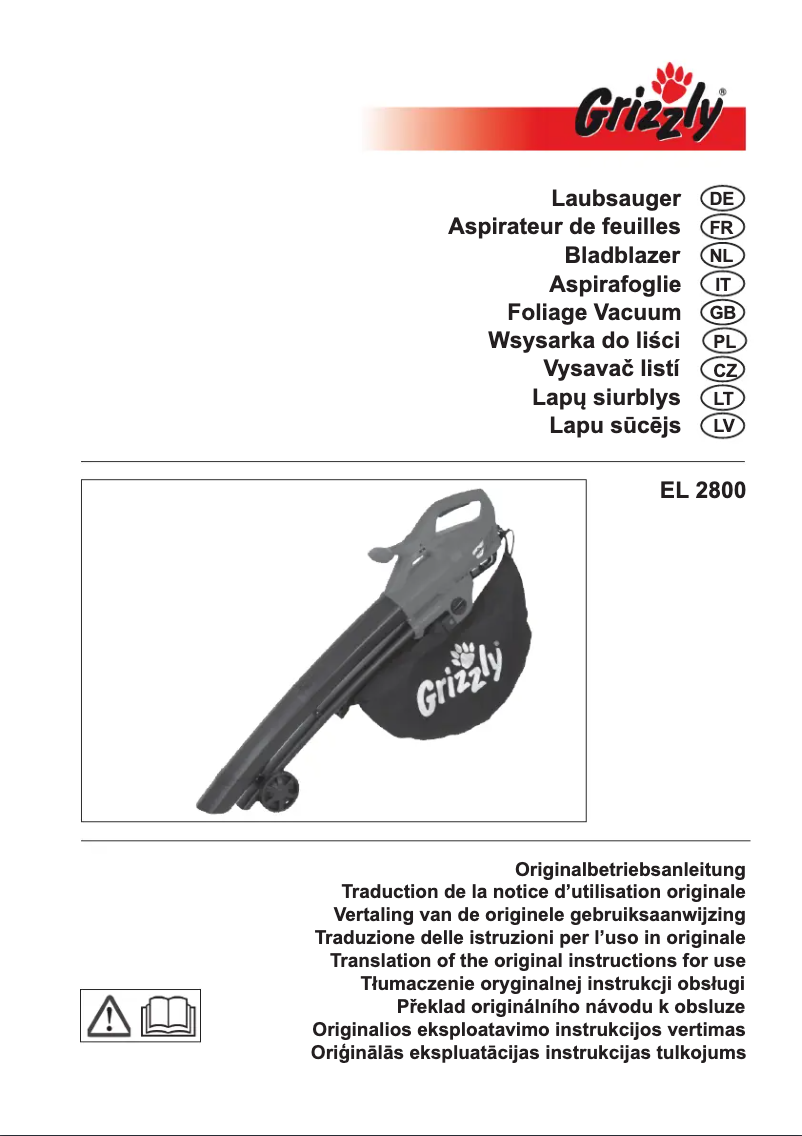 Page 1 of the manual User Manual Grizzly EL 2800